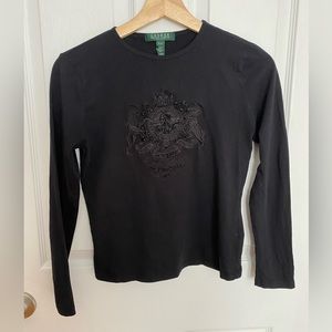 Ralph Lauren black long sleeve with embroidery